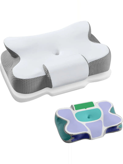 Oreiller ergonomique japonais, coloris Blanc Nuage et Gris Beige