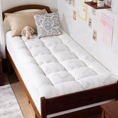 Surmatelas bambou blanc en chambre