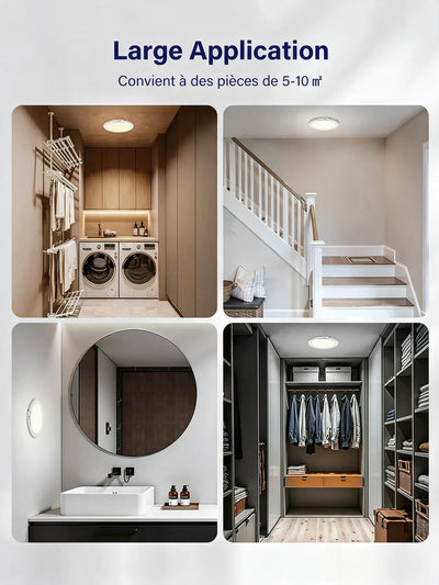 Le plafonnier installé dans une buanderie, un escalier, une salle de bain et un dressing — pièces de 5 à 10 m²